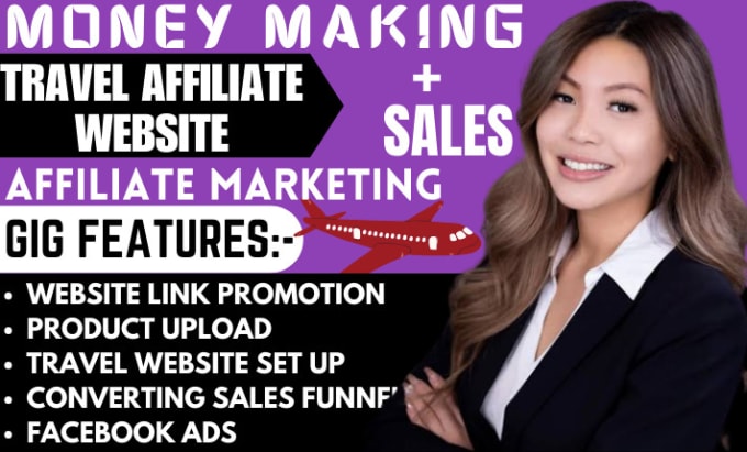 Fiverr gig for travel affiliate website and Clickbank affiliate marketing link promotion