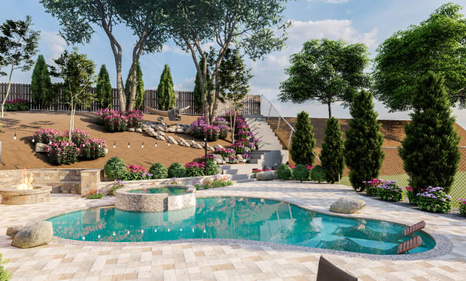 3D backyard landscape design