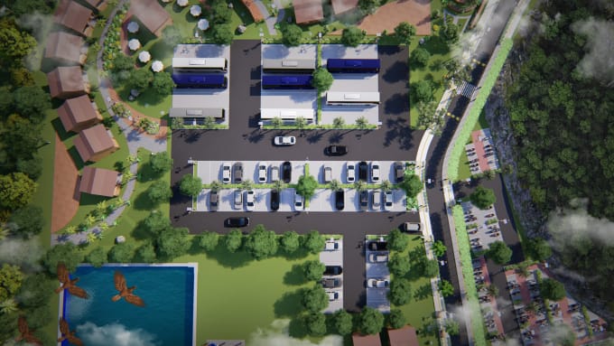 3D Rendered Parking Lot