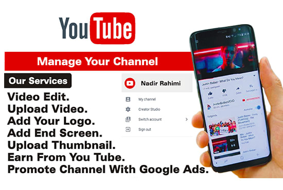 YouTube manager, video editor, channel promoter gig