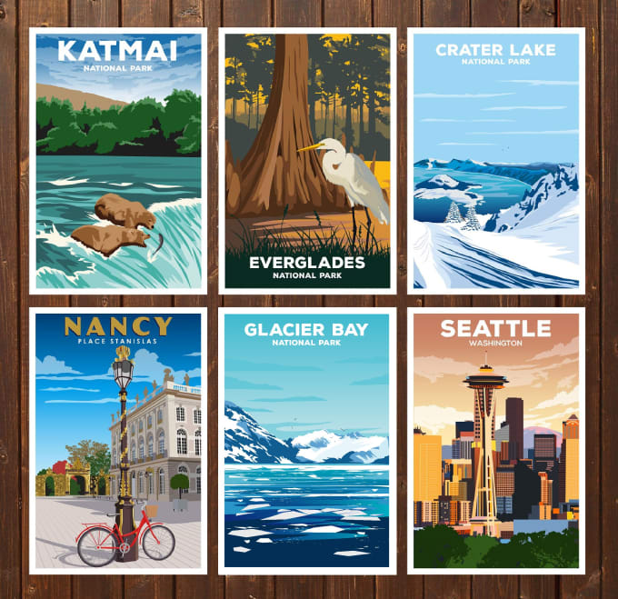 Vintage, Retro, Modern Travel Poster