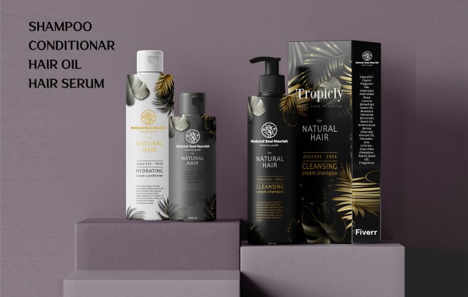 Shampoo, Conditioner, and Hair Oil Packaging Design